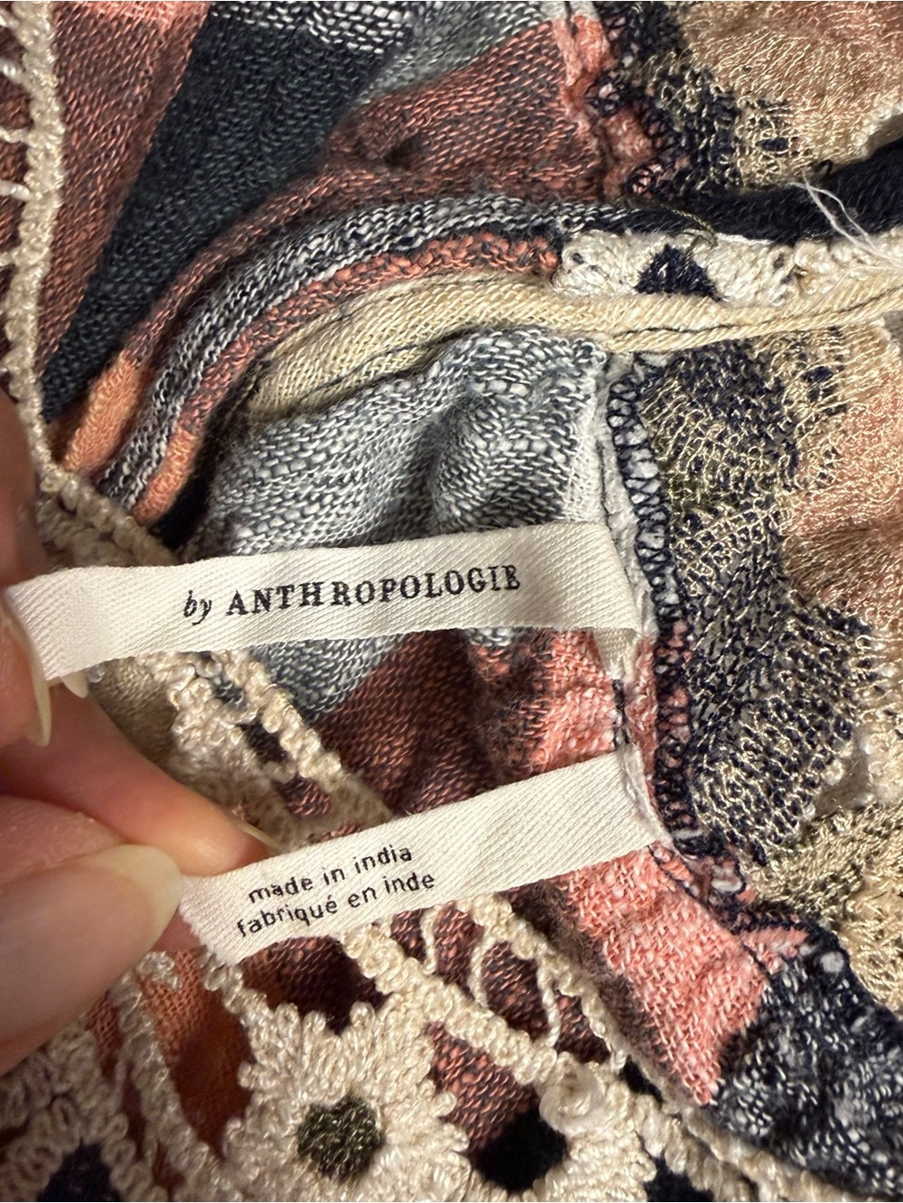 Anthropologie Maeve Plaid Crochet Bib Blouse Boho Swing Top M - Picture 8 of 12